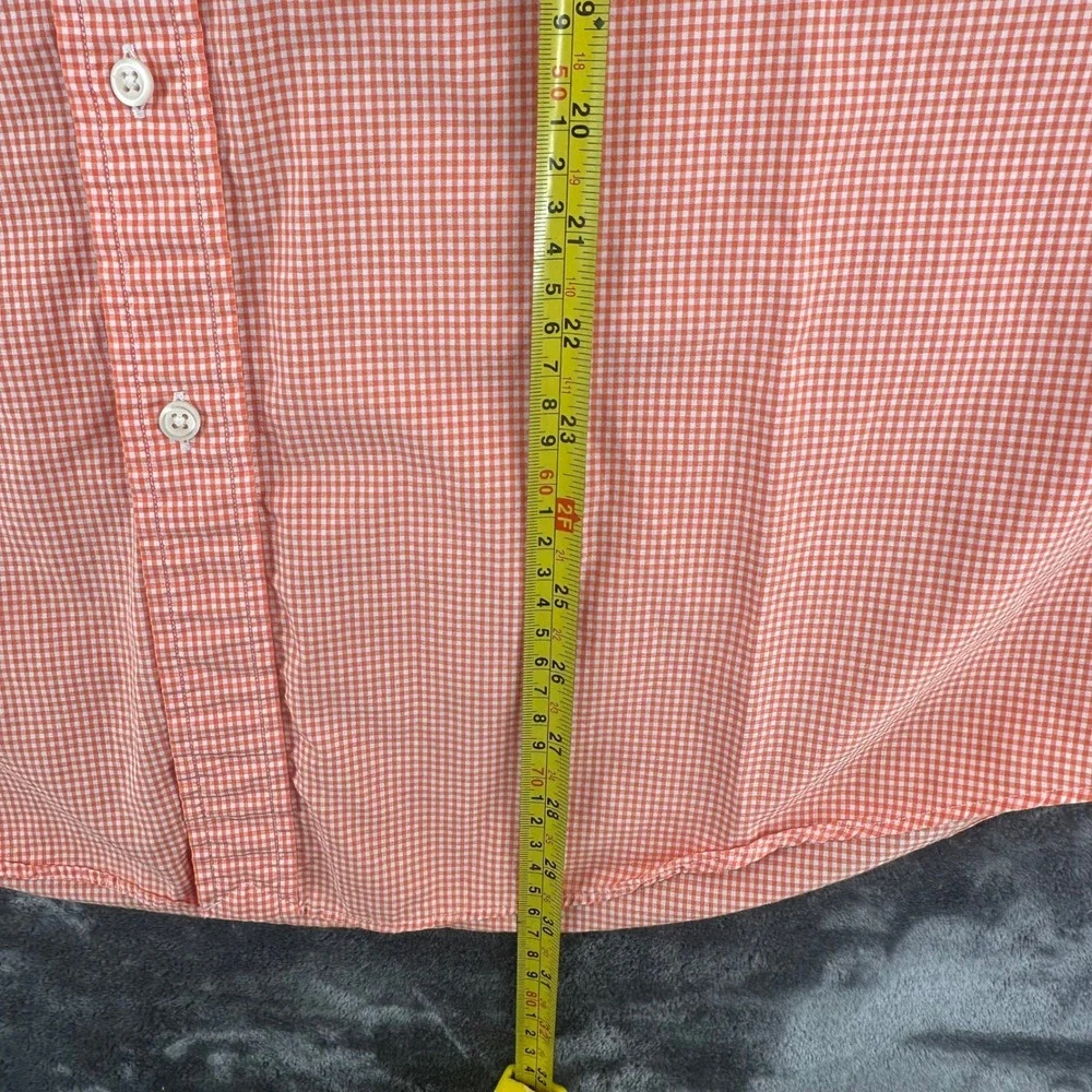 Polo Ralph Lauren Mens Orange Gingham Custom Fit Button Down Shirt‎ Large L 434